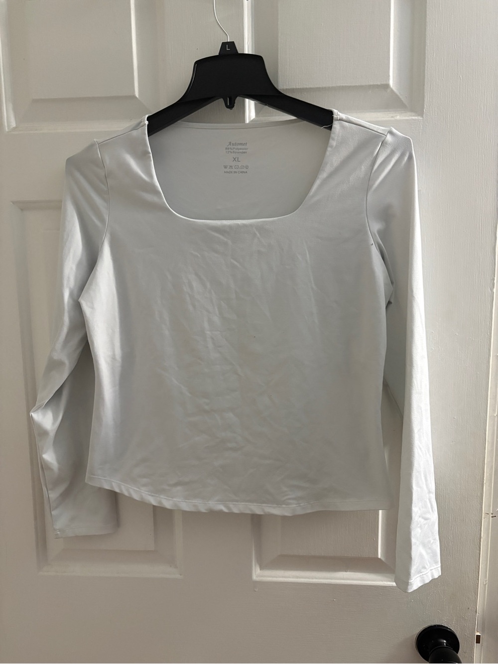 Eloquii Light Gray Square Neck Long Sleeve Top - Classic Knit